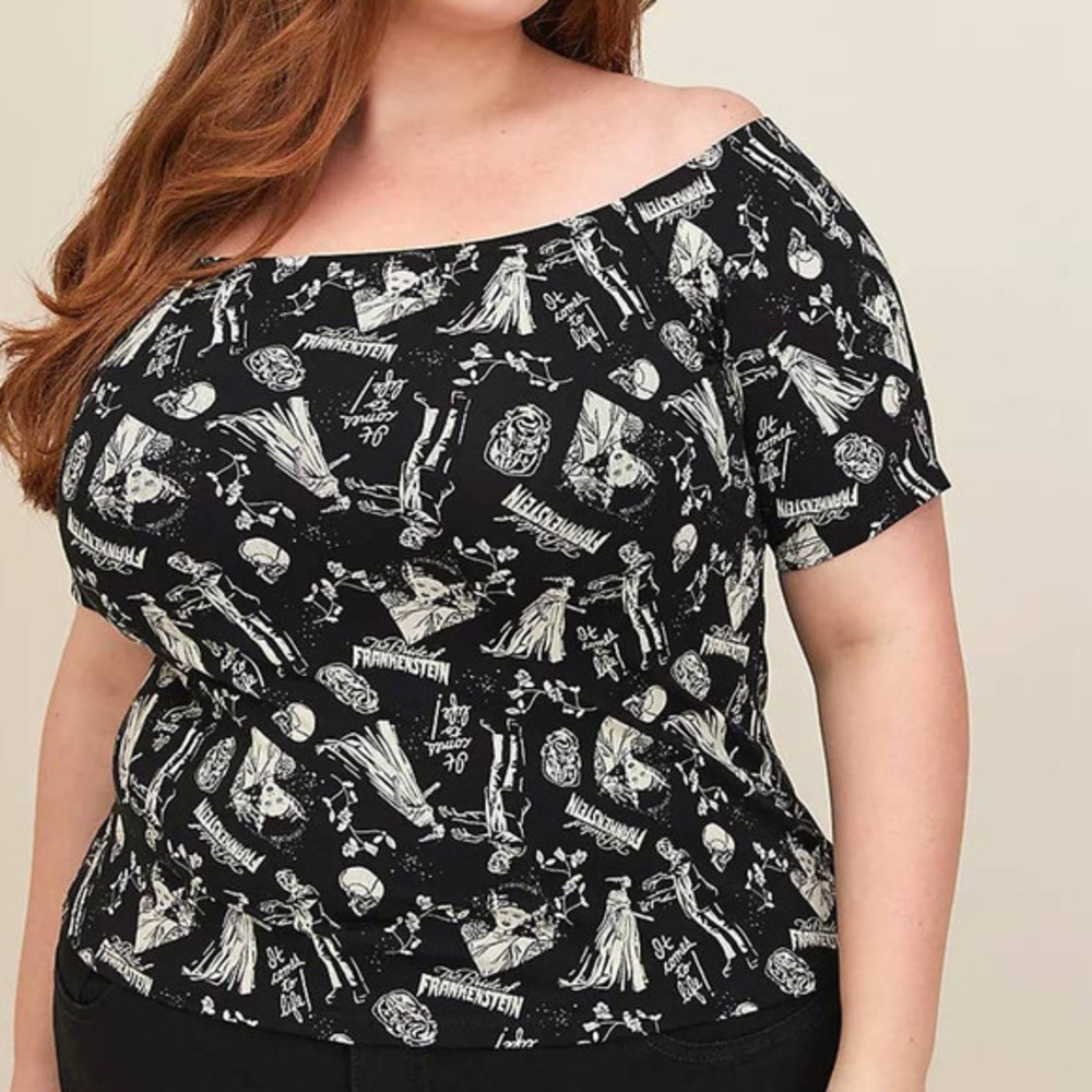 Torrid‎ Universal Monsters Bride of Frankenstein Punk Off Shoulder Foxy Top 5X